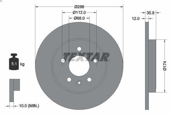 1x Textar 92137003 brake disc for Seat Exeo (3R2) 2 2009-2013