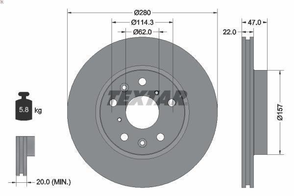 1x brake disc Textar 921566 for Fiat Sixteen (189_) 2 2006-2014