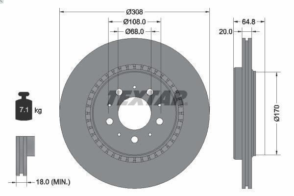 1x Textar 92126803 brake disc for Volvo XC90 I (275) 2.5 2012-2014