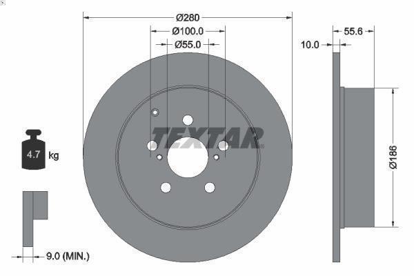 1X Brake Disc Textar 92135703 for Toyota Avensis (_T25_) 2 2003-2008