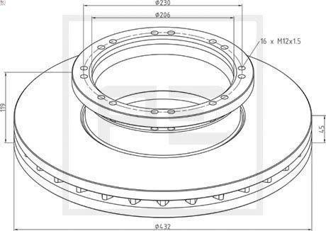 1x PETERS 36.132-00A brake disc for MAN TGA 10.518 2001-2011