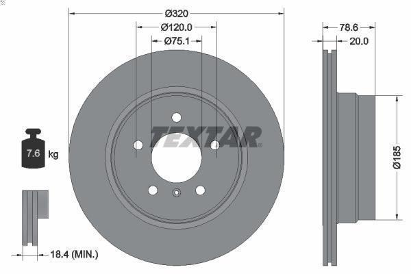 1X Brake Disc Textar 92161103 for BMW X5 (E70) 3 2010-2013