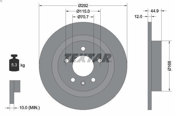 1X Brake Disc Textar 92205703 for Opel Astra J GTC 2 2012-2015