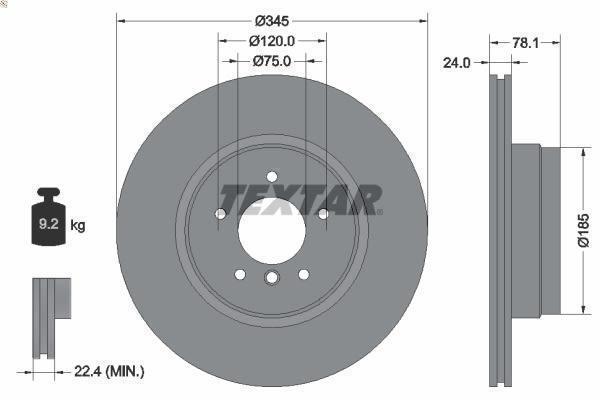 1X Brake Disc Textar 92161203 for BMW X5 (E70) 3 2010-2013