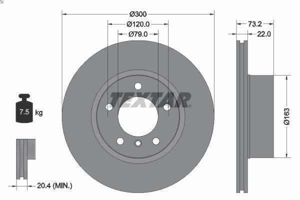 1X Brake Disc Textar 92238503 for BMW 1 (F21) 2 2011-2019