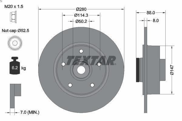 1X Brake Disc Textar 92196000 for Renault Megane CC (EZ0/1_) 2 2010-2015